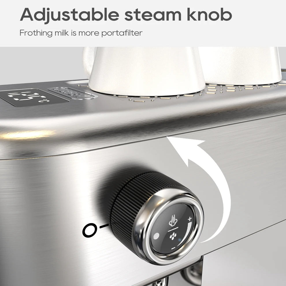 Compact 20-Bar Espresso Machine with Steam Wand | 51mm Portafilter, Hot and Cold Brew & Adjustable Temperature Control