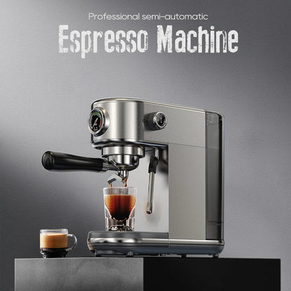 Compact 20-Bar Espresso Machine with Steam Wand | 51mm Portafilter, Hot and Cold Brew & Adjustable Temperature Control