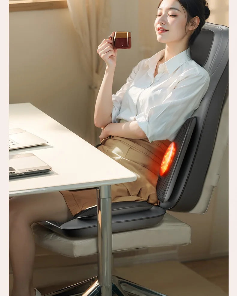 Massage Seat Cushion with Heat | Full Body Vibration Chair Massager for Back, Waist, Thighs, Office & Car