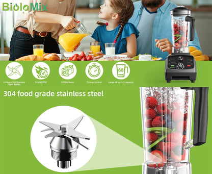 Professional Countertop Blender 2200W | 2L Jar, 6-Blade System, Timer, Ice Crushing