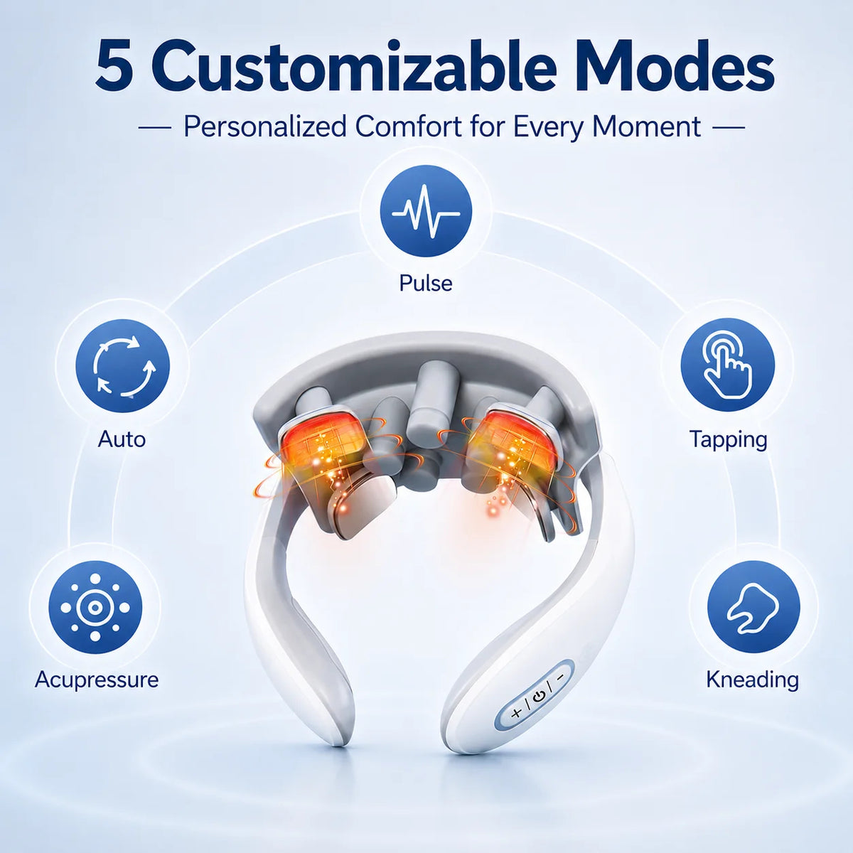 Wearable Neck Massager with Warmth and On-Device Controls