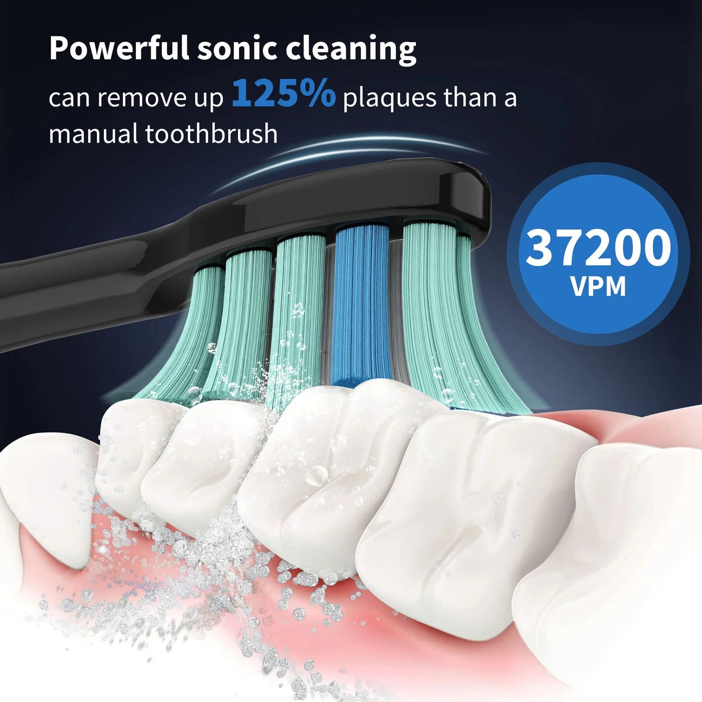 Sonic Electric Toothbrush | 37,200 Vibrations/min Deep Clean | 5 Modes, 12 Brush Heads, 30-Day Battery | Dentist-Level Oral Care & Travel-Friendly Design