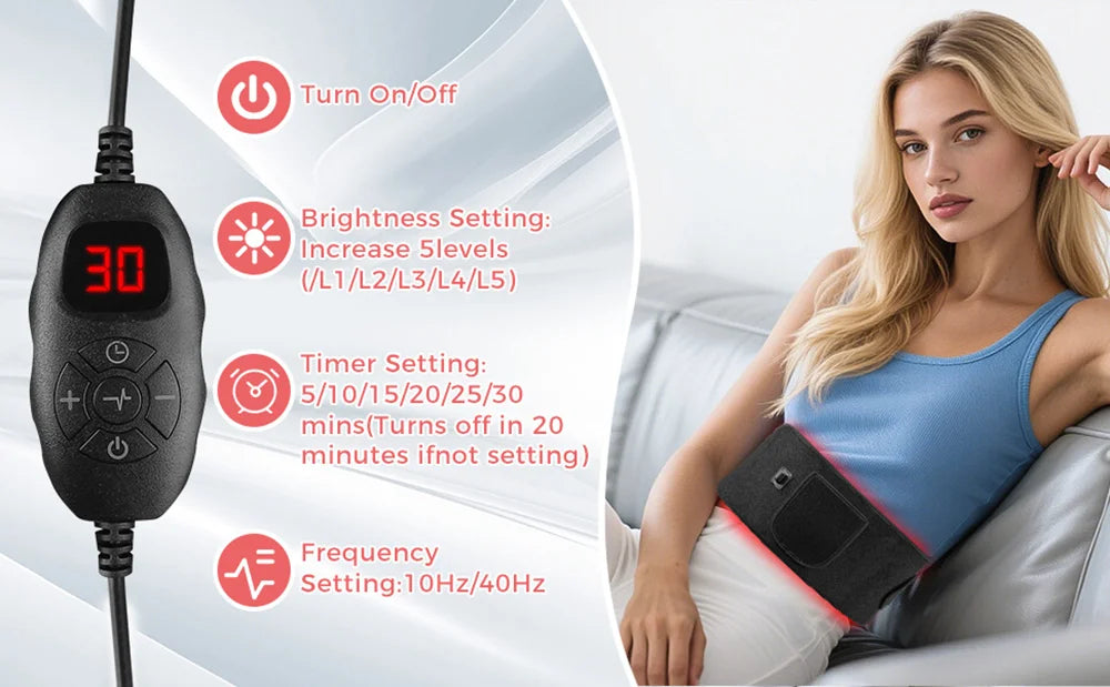 Red Light Therapy Belt | 660nm 850nm Infrared Light Therapy Wrap for Back, Waist, Shoulders & Joint Pain Relief