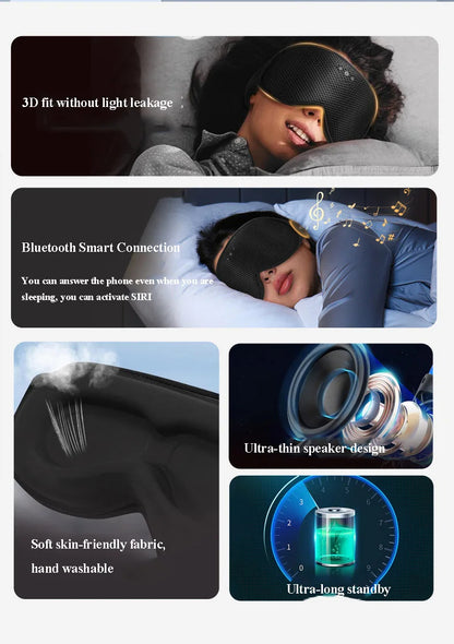 Sleep Headphones Eye Mask | Bluetooth 3D Blackout Sleeping Mask with Wireless Audio, Ultra-Thin Speakers & Adjustable Fit