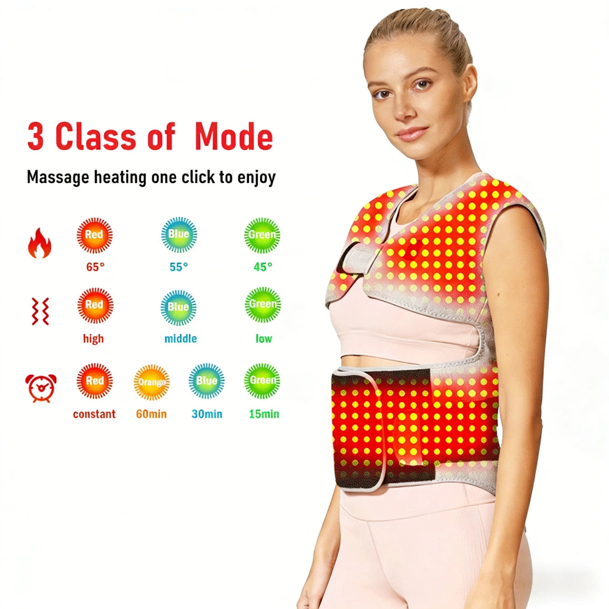 Heating Pad Wrap for Back and Shoulders with 3 Heat Settings