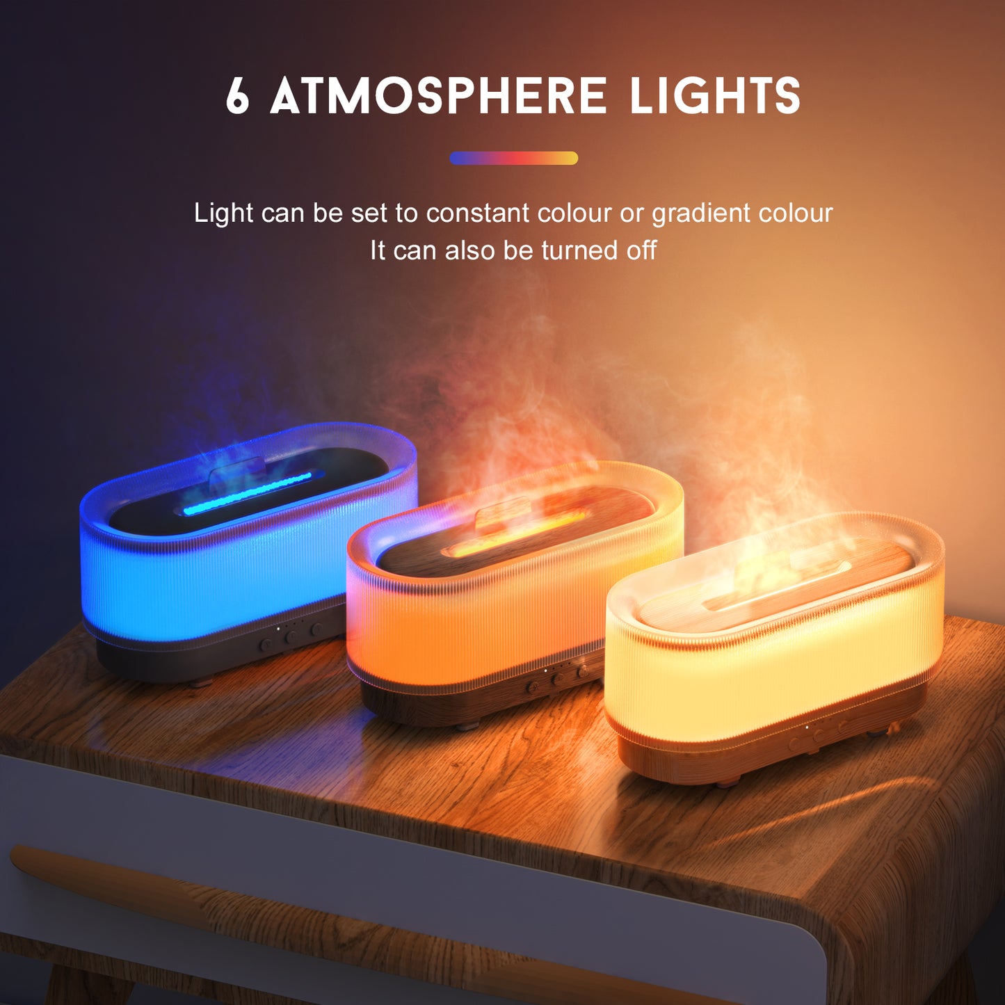 Flame Effect Essential Oil Diffuser 300ml | Ultrasonic Mist, LED Flames, 12H Runtime