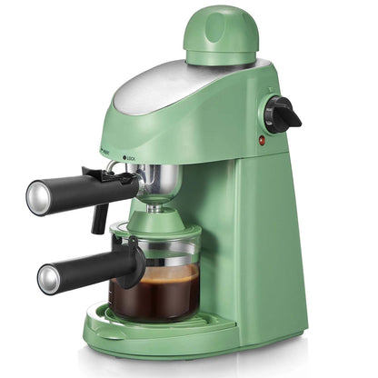 Steam Espresso Machine | 3.5 Bar Pressure, Milk Frother & 4-Cup Brewing Green