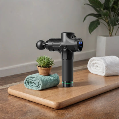 Deep Tissue Massage Gun | 30 Speeds, 6 Heads, Quiet Motor Black