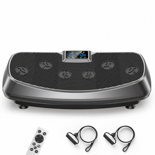 3D Vibration Plate Exercise Machine, 30 Speeds, 3 Movement Modes and Resistance Bands
