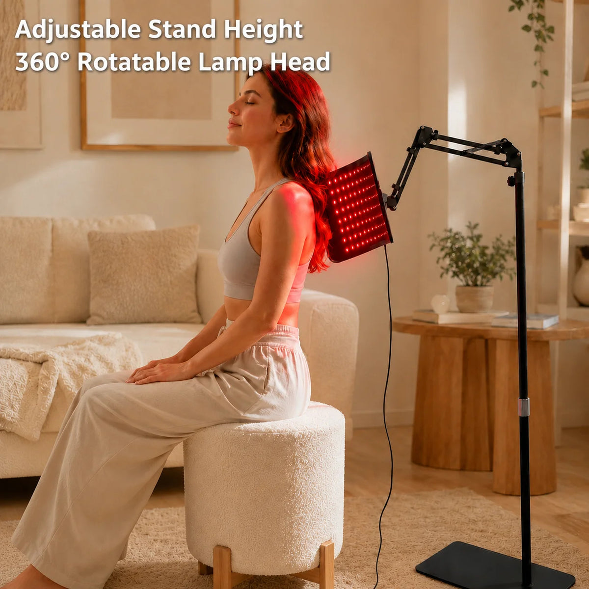 Red Light Therapy Panel with Adjustable Floor Stand, Near-Infrared LEDs and Timer