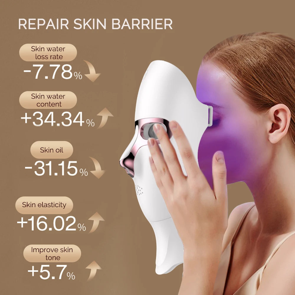 LED Face Mask with Neck Light Therapy | 7-Color Wireless Red Light Therapy Mask with 120 LEDs for Wrinkles & Acne Care
