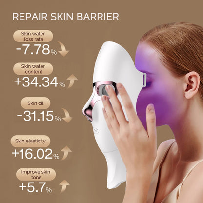 LED Face Mask with Neck Light Therapy | 7-Color Wireless Red Light Therapy Mask with 120 LEDs for Wrinkles & Acne Care