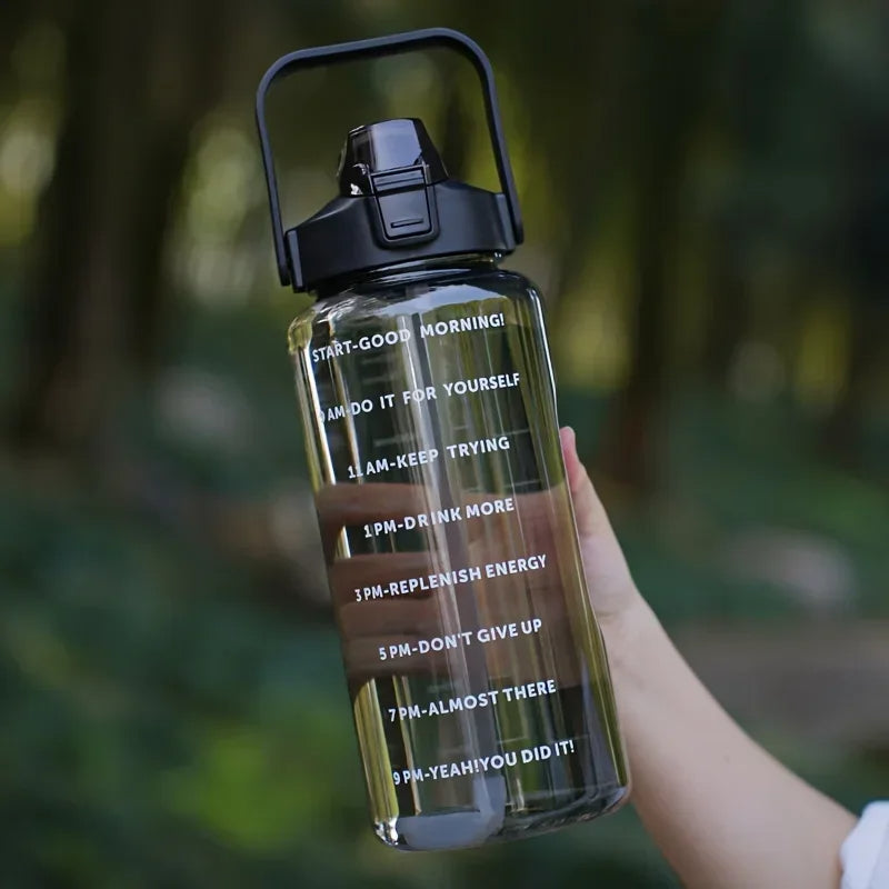 68oz Motivational Water Bottle | 2L BPA-Free Bottle with Time Marker & Straw | Leakproof, Reusable Hydration Tracker for Gym, Office & Travel