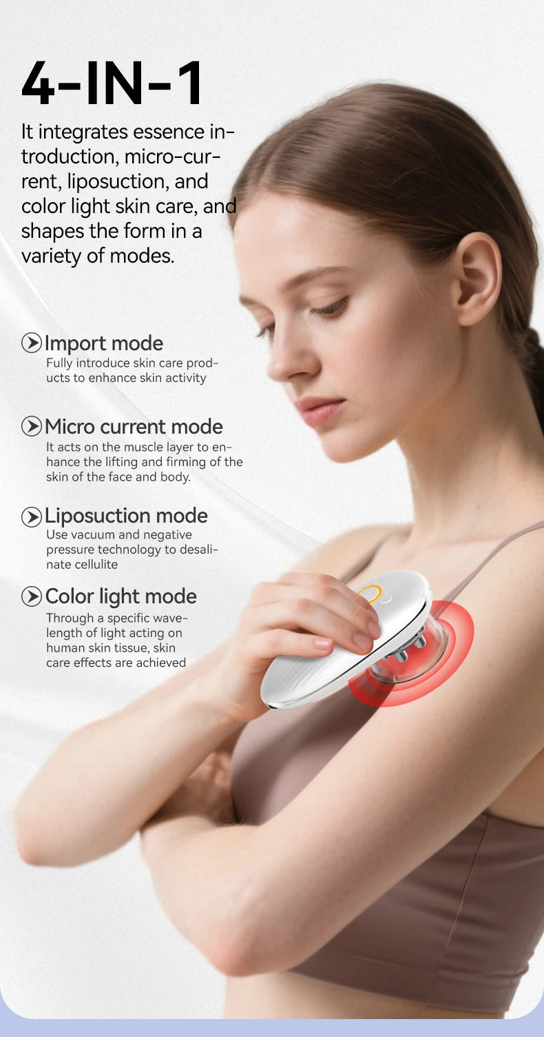 EMS Cupping Massager | Electric Face and Body Sculpting Massager with Suction, Gua Sha & Adjustable Intensity