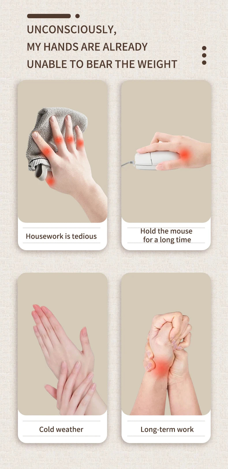 Hand Massager with Heat | Cordless Air Compression Hand Massager for Fingers, Palm, Wrist & Hand Pain Relief