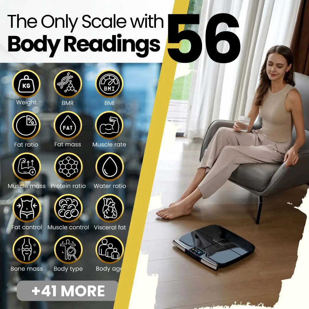 8-Electrode Smart Body Composition Scale with Dual-Frequency BIA | 59 Metrics, Wi-Fi, Bluetooth, TFT Display & 400 lb Capacity