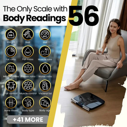 8-Electrode Smart Body Composition Scale with Dual-Frequency BIA | 59 Metrics, Wi-Fi, Bluetooth, TFT Display & 400 lb Capacity