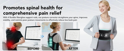 Posture Corrector Brace | Adjustable Back Support with Spine Alignment Rods for Back Pain, Slouching & Shoulder Support