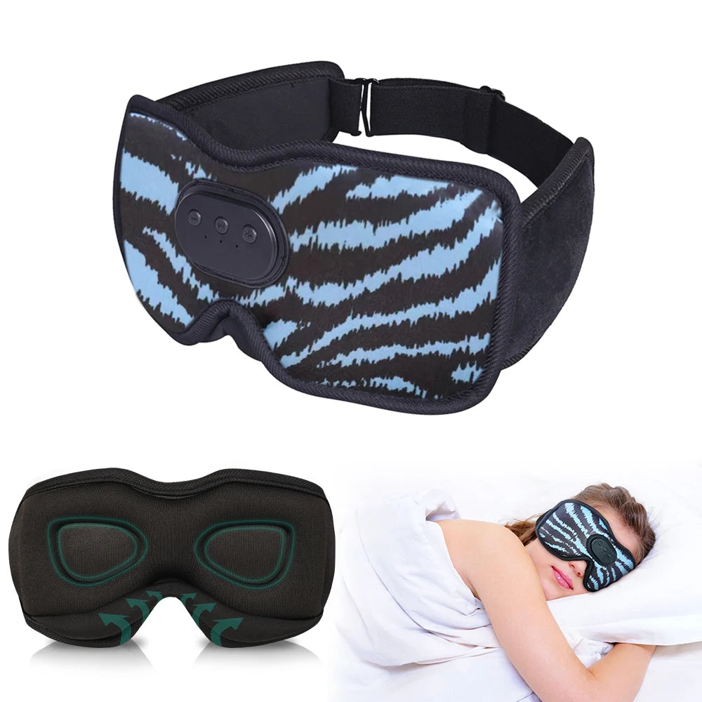 Sleep Headphones Eye Mask | Bluetooth 3D Blackout Sleeping Mask with Wireless Audio, 10H Playtime & Side Sleeper Comfort 3D Blue