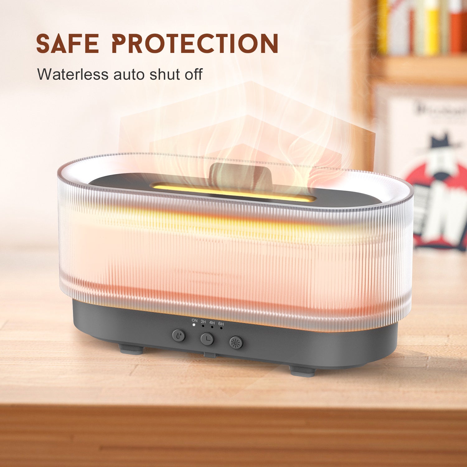 Flame Effect Essential Oil Diffuser 300ml | Ultrasonic Mist, LED Flames, 12H Runtime