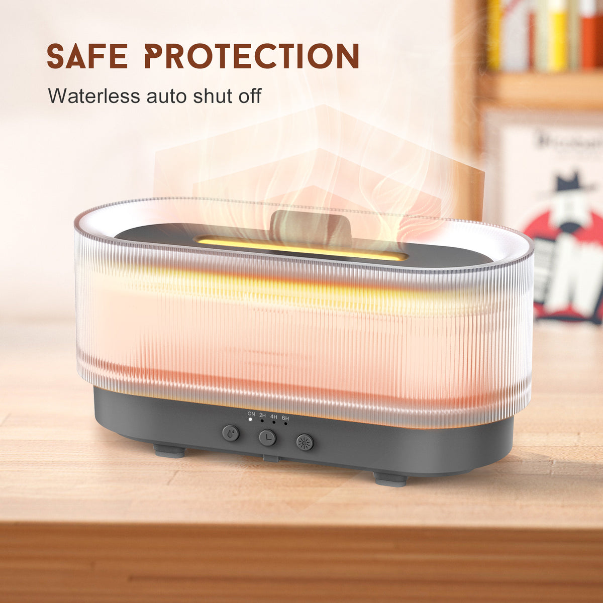 Flame Effect Essential Oil Diffuser, 300 ml, Ultrasonic Mist and Auto Shut-Off