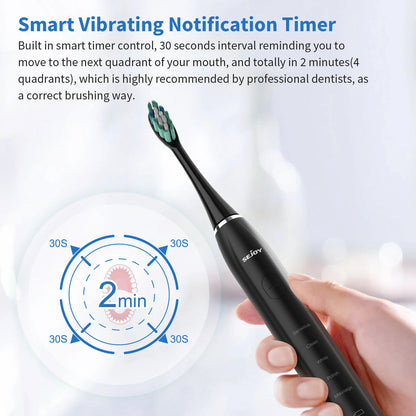 Sonic Electric Toothbrush | 37,200 Vibrations/min Deep Clean | 5 Modes, 12 Brush Heads, 30-Day Battery | Dentist-Level Oral Care & Travel-Friendly Design