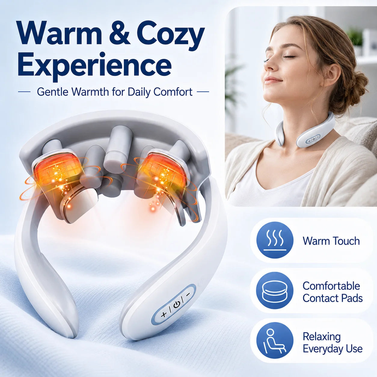 Portable Neck Massager with 5 Massage Modes, Gentle Warmth, Ergonomic Fit for Home, Office & Travel