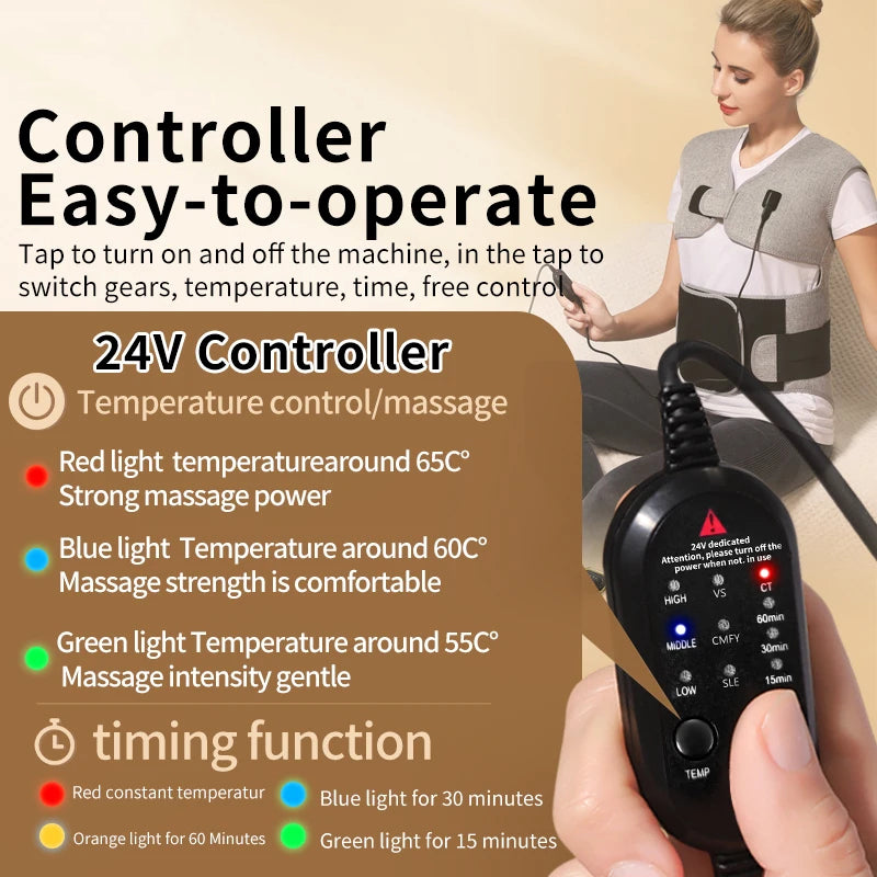 Heated Back and Shoulder Wrap with Red Light | 3 Heat Levels, Adjustable Fit & Optional Vibration Massage