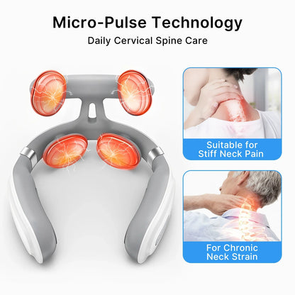 Cordless EMS Neck Massager with Heat | 6 Modes, 15 Intensity Levels, Hands-Free Fit & 15-Minute Auto Shut-Off