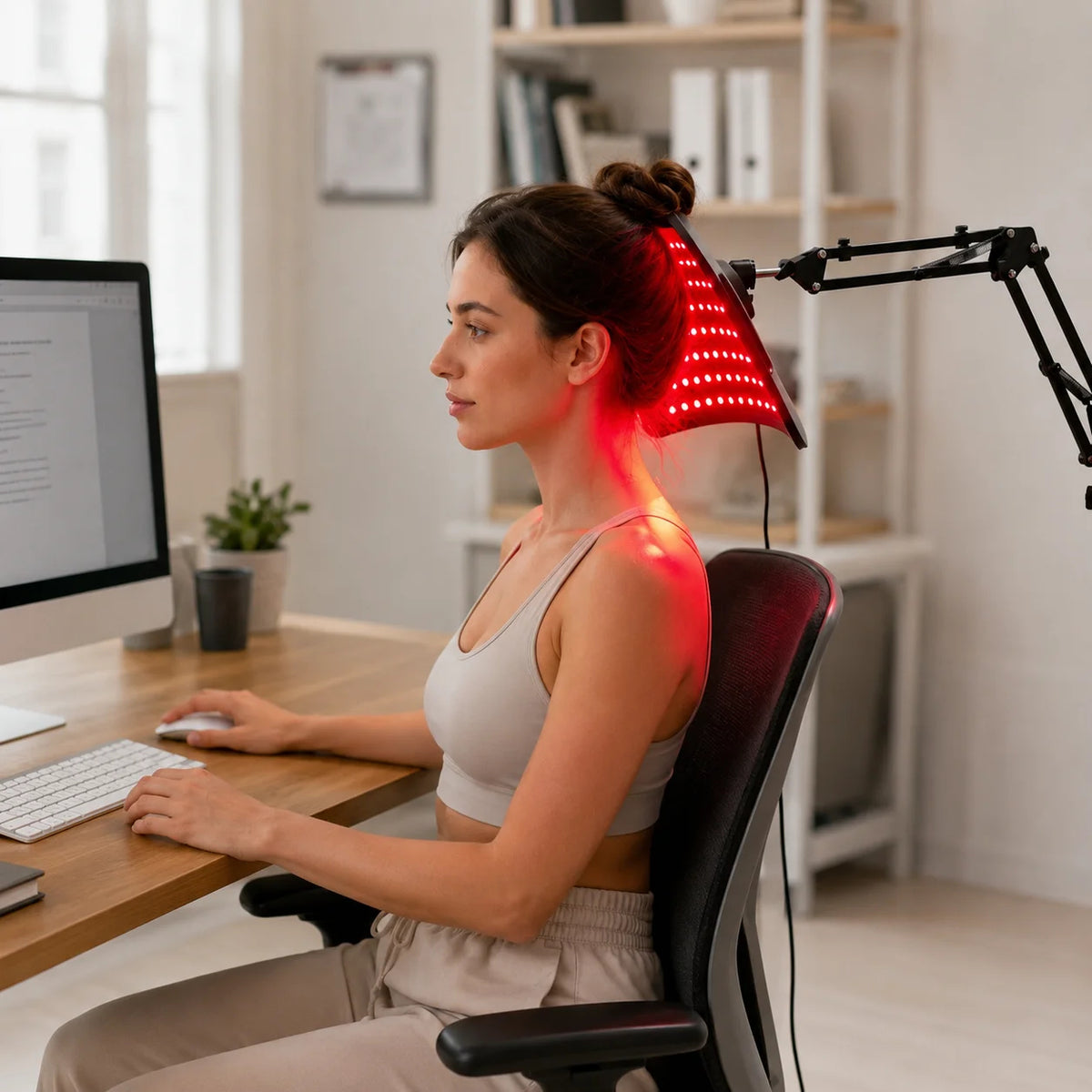 Red Light Therapy Panel with Adjustable Floor Stand, Near-Infrared LEDs and Timer