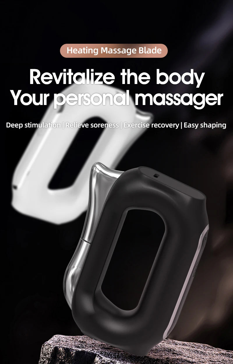 Fascia Scraping Tool Massager with Heat | Electric Muscle Scraper with Microcurrent, Vibration & 5 Heat Levels