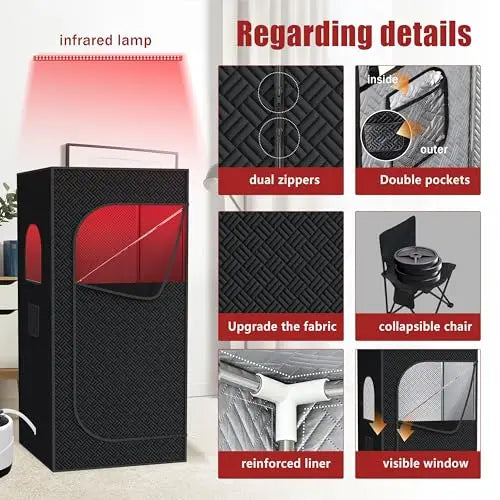 Portable Steam Sauna Tent | Infrared Home Sauna with 2.5L Steam Generator, Chair, 9 Heat Levels & 99-Min Timer