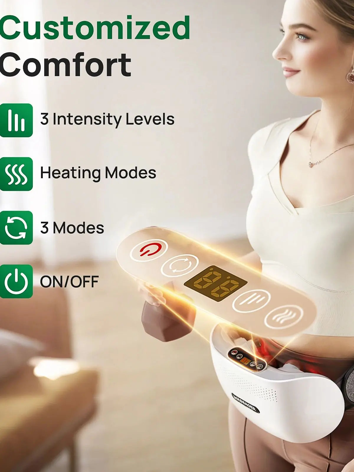 Abdominal Heating Pad Massager | Cordless Belly Massager for Cramps, Stomach Tension & Relaxation