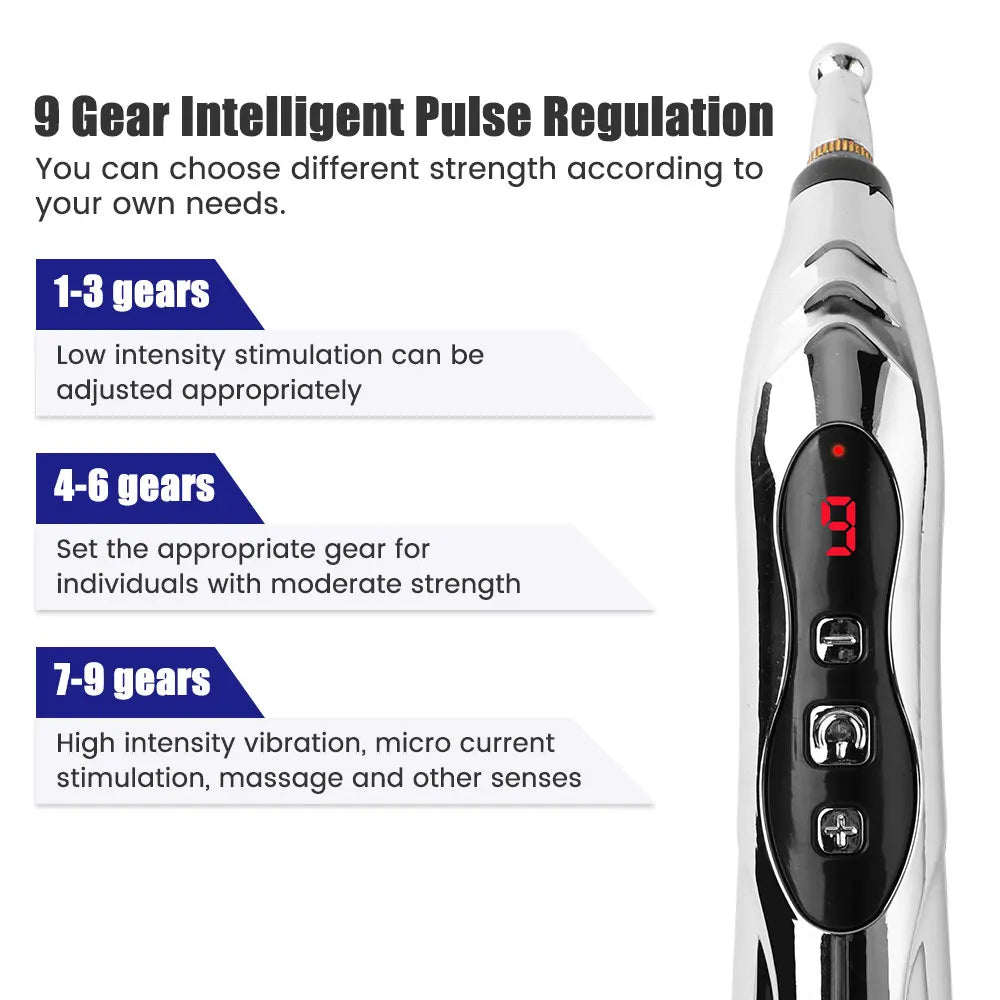 Electric Acupuncture Pen for Pain Relief | Needle-Free Microcurrent Meridian Therapy Device with 5 Heads, Muscle Recovery & USB-C Charging