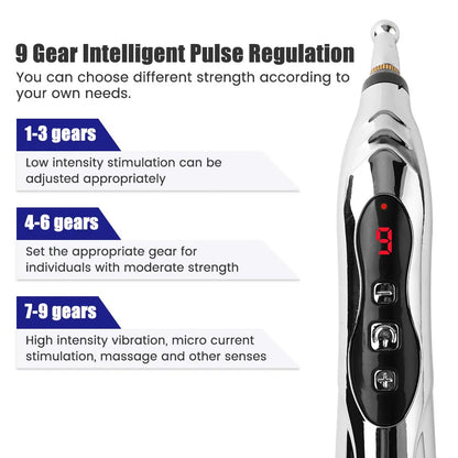Electric Acupuncture Pen for Pain Relief | Needle-Free Microcurrent Meridian Therapy Device with 5 Heads, Muscle Recovery & USB-C Charging