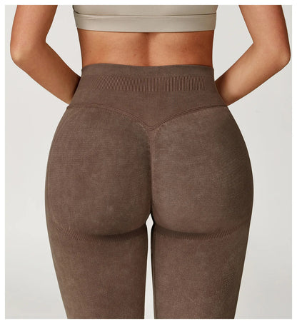 Seamless Yoga Leggings for Women | High Waisted Ribbed Workout Leggings with Stretch Compression Fit