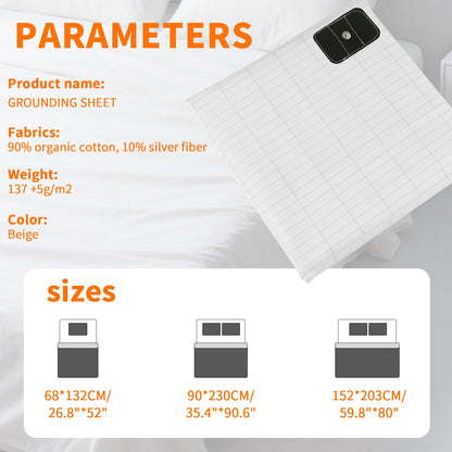 Grounding Bed Sheet | Earthing Sheet with Organic Cotton, Silver Fiber & Conductive Grounding Cable for Better Sleep