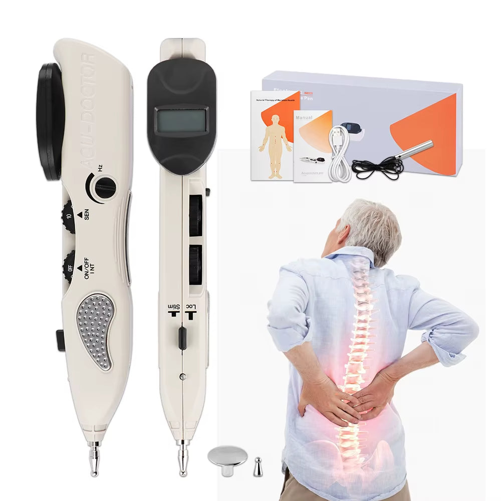 Electric Acupuncture Pen for Pain Relief | Needle-Free Meridian Therapy Massager with LCD Display, 10 Intensity Levels, 3 Tips & Rechargeable Design