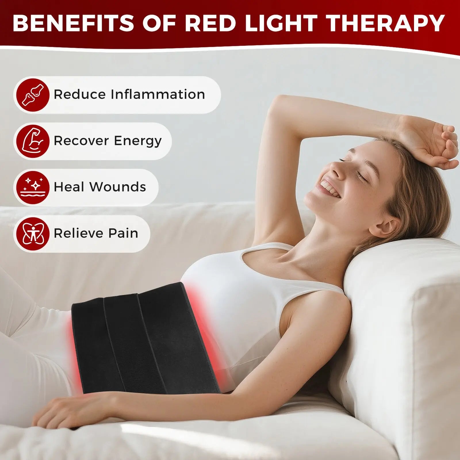 Red Light Therapy Belt | 210 LED 660nm 850nm Infrared Heating Wrap with Remote & Adjustable Heat