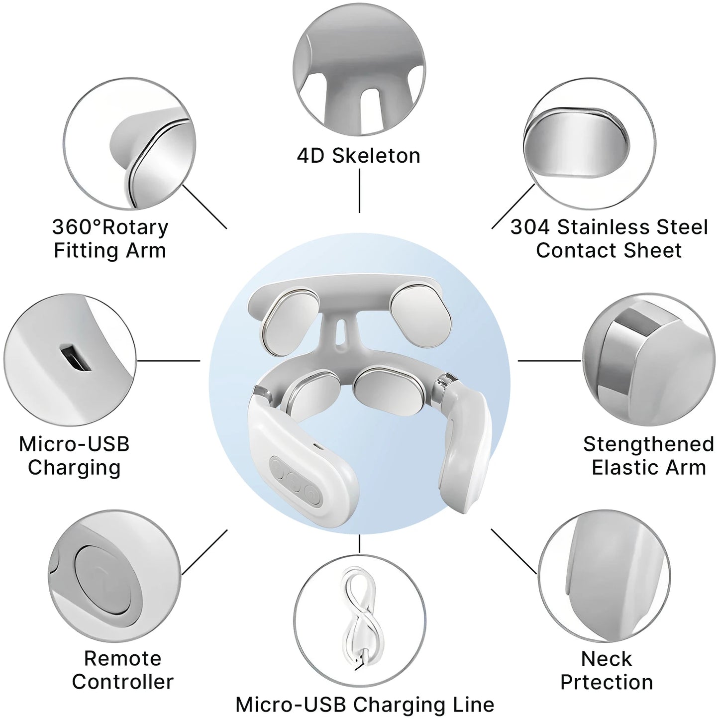 Cordless EMS Neck Massager with Heat | 6 Modes, 15 Intensity Levels, Hands-Free Fit & 15-Minute Auto Shut-Off