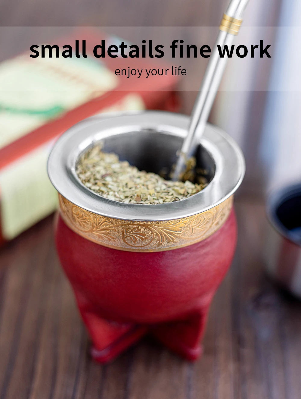 Premium Stainless Steel Yerba Mate Gourd Set | Gold Mate Cup with Bombilla Straw & Cleaning Brush