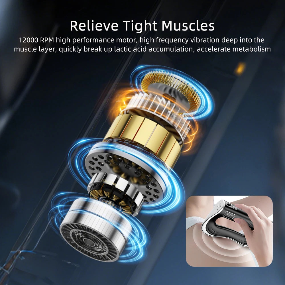 Fascia Scraping Tool Massager | Electric Muscle Scraper with Heat, High-Frequency Vibration & Rechargeable Battery