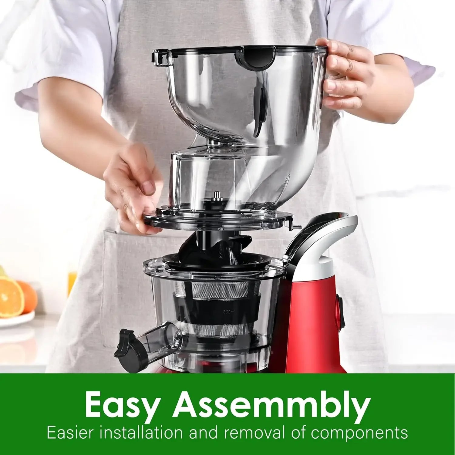 Cold Press Juicer | Wide 3.27" Chute, BPA-Free, High Juice Yield, Low-Noise Masticating