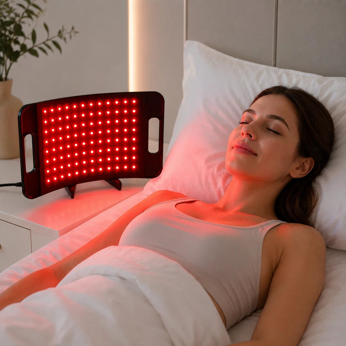 Red Light Therapy Panel with Adjustable Floor Stand, Near-Infrared LEDs and Timer