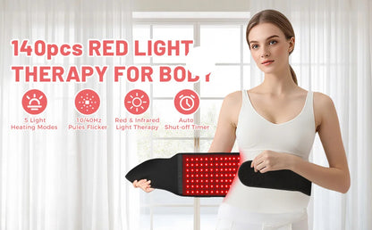 Red Light Therapy Belt | 660nm 850nm Infrared Light Therapy Wrap for Back, Waist, Shoulders & Joint Pain Relief