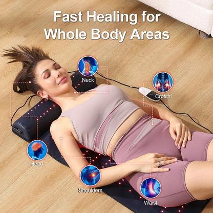 Red Light Therapy Mat with Neck Support | 660nm 850nm Infrared Heat Pad for Neck, Back & Body