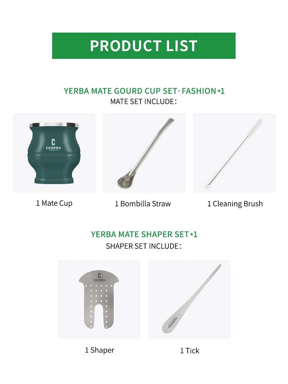 Premium Stainless Steel Yerba Mate Cup | Double-Wall Insulated Mate Gourd Set with Bombilla Straw