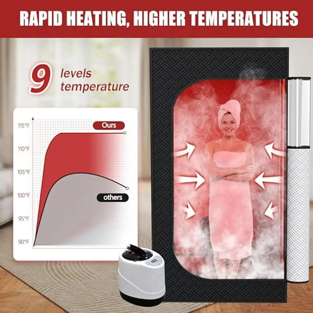 Portable Steam Sauna Tent | Infrared Home Sauna with 2.5L Steam Generator, Chair, 9 Heat Levels & 99-Min Timer