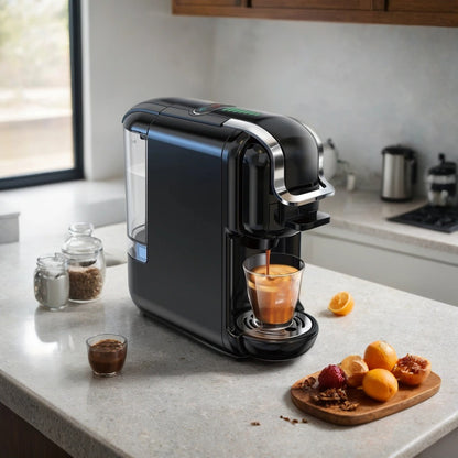 5-in-1 Capsule Coffee Machine | Compatible with Nespresso Original, K-Cup, Dolce Gusto and ESE Pods, Ground Coffee, 20-Bar Hot/Cold