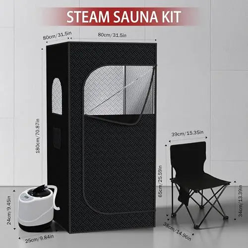 Portable Steam Sauna Tent | Infrared Home Sauna with 2.5L Steam Generator, Chair, 9 Heat Levels & 99-Min Timer